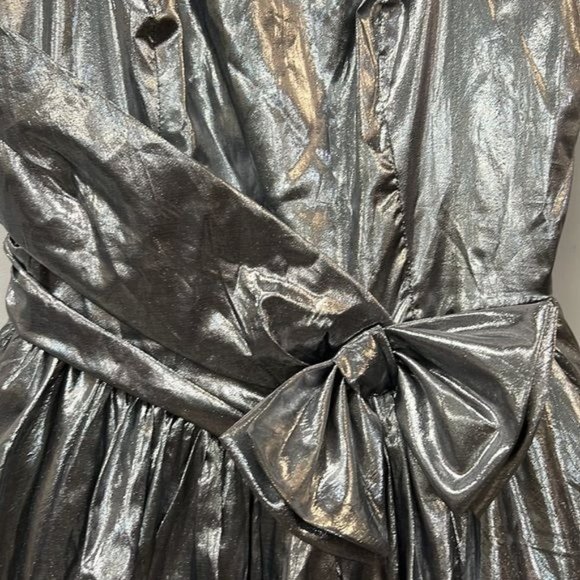 Vintage Rob Hill for Mister Jay Wet Silver Metallic Prom Cocktail Party Dress - Picture 4 of 13